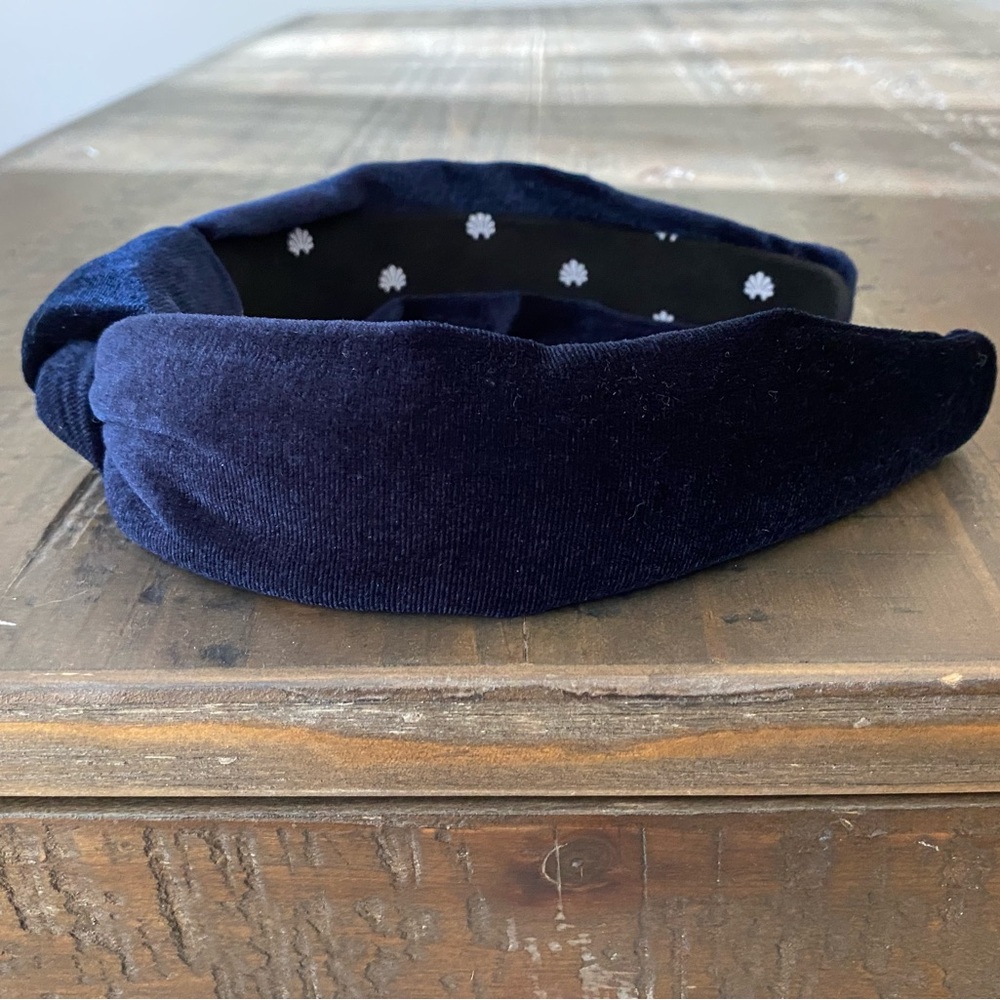 Lele Sadoughi Navy Velvet Knot Headband | Bestseller | Comfortable Wide Band - Picture 12 of 14